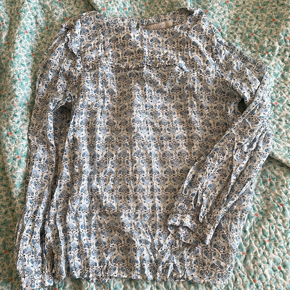 Loft - long sleeve shirt/blouse floral print (light weight) - size XL